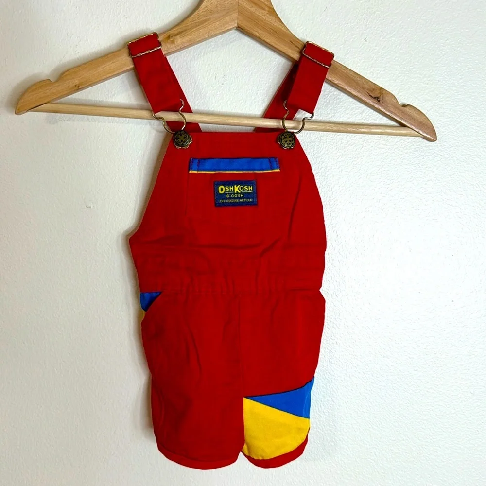 Vintage Oshkosh toddlers‎ color block overalls made in USA size 24 months